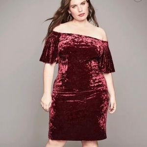Final price ELIZA J Cranberry Velvet Off-Shoulder Dress